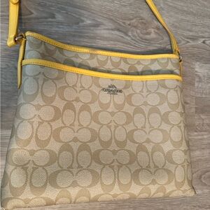 Coach Beige and Yellow Crossbody Bag